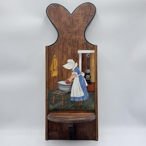 VTG Hand Painted Wood Shelf Farmhouse Country Cottagecore Wall Decor 70's Signed